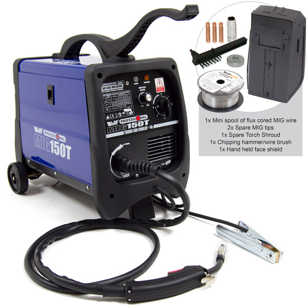 Wolf Professional Combination Gas / No Gas MIG 150T Welder with No Gas Kit